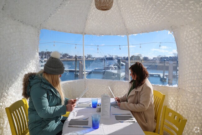 Try out an Igloo with a water view while dining at Mile Marker One in Gloucester.