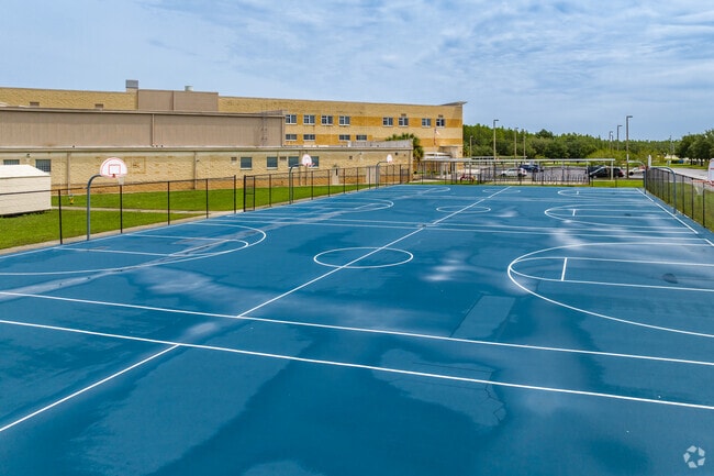 Rushe Middle School has plenty of sporting courts for student exercise and learning.