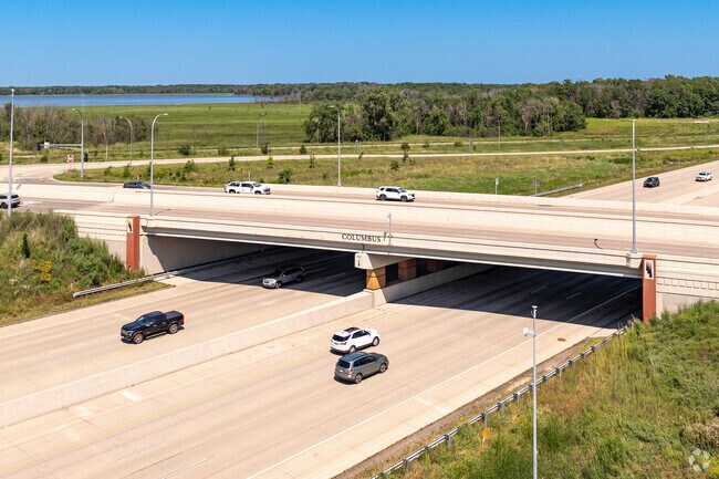 The Columbus bridge welcomes residents and visitors as they approach Columbus, MN.