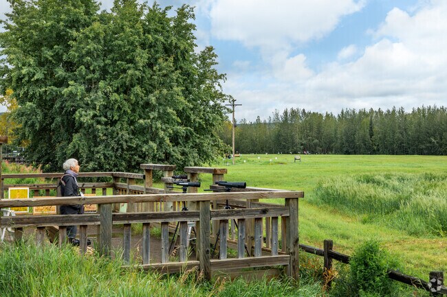 A platform at Creamer’s Field in Fairbanks provides a great place to bird watch.
