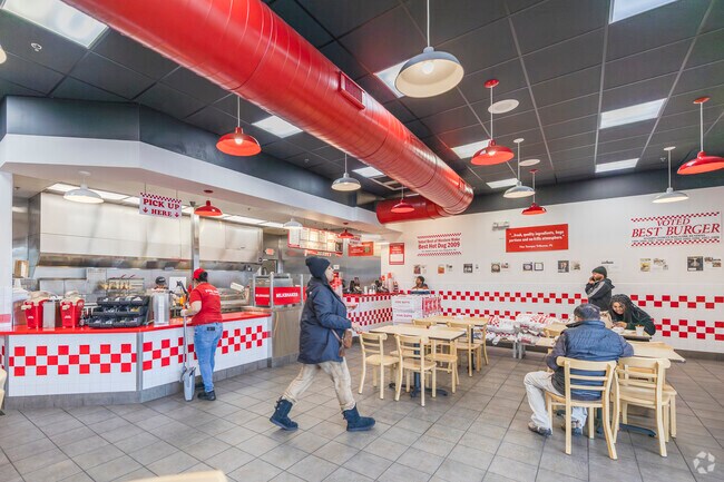 Plenty of seating at Five Guys in The Common in Federal Way area.