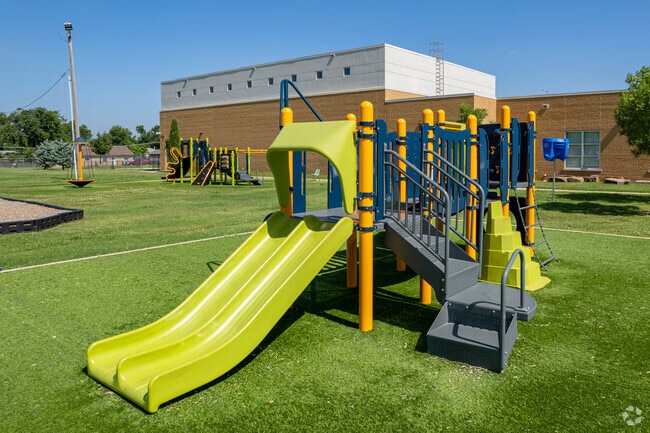 There are double slides on the playground at Esperanza Elementary School in Jackson.