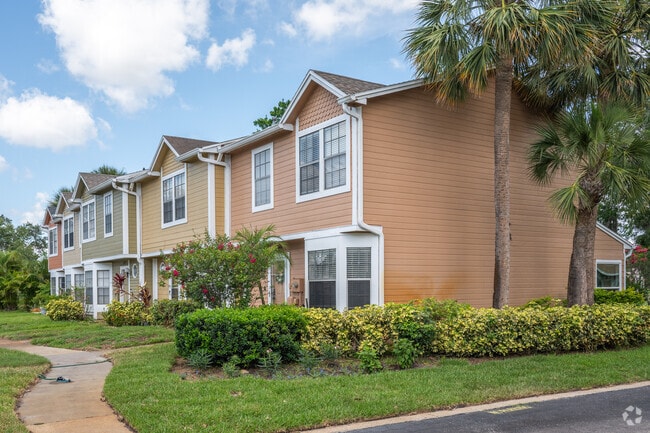 Colorful townhouses provide a more affordable housing option in the Whisper Lakes neighborhood.