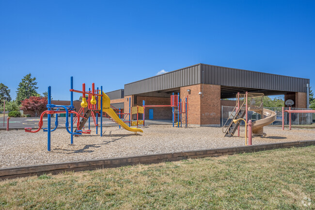 Vibrant playgrounds at Minter Brown Elementary School in Hillsboro, Oregon.