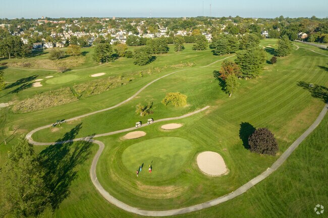 From a bird's eye view, the Forest Park Golf Course is picturesque nestled near the homes.