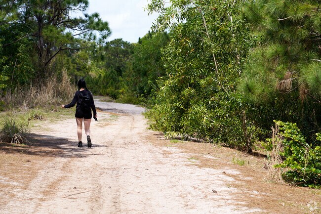 Enjoy the mile long trails of Thomas A. McGillicuddy Eco-Park in Quantum Park.