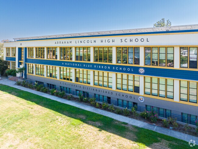 The Colorful Facade Of The Abraham Lincoln High School.