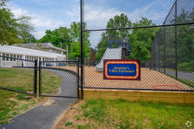 Students head to the playground at Browne Academy, called Jasmine's T-Rex Enclosure.