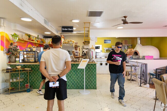 Grounded Café near Constancia M. Palmer is a trendy downtown stop for coffee and conversation.
