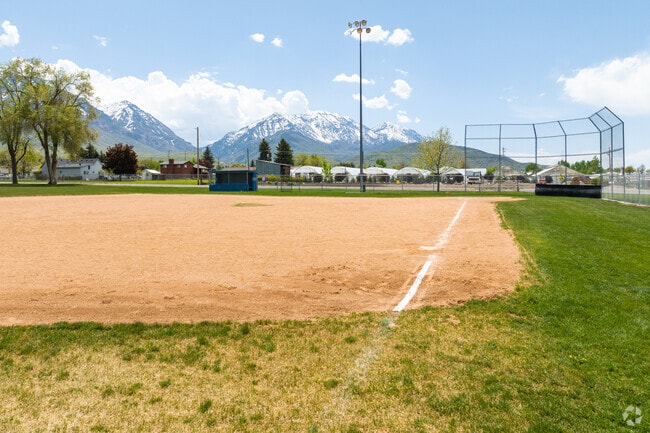 Centennial Park in the Santaquin neighborhood boasts a well-maintained baseball field.