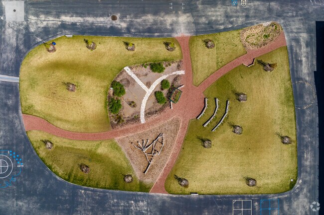 A green space at Academy of Accelerated Learning school in the Rolling Green neighborhood.