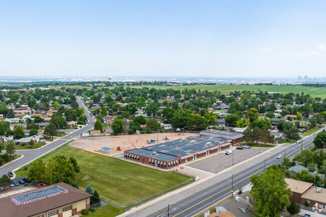 An aerial view of Mesa Elementary School in Westminster, Colorado.