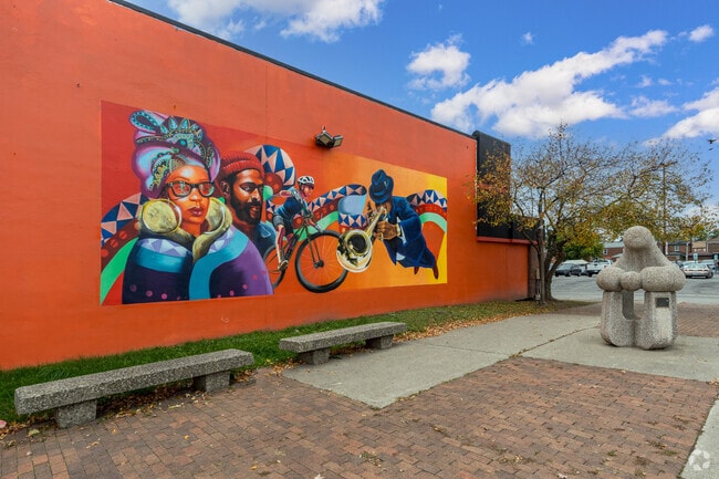 Colorful murals are spread throughout the Oak Grove neighborhood in Detroit.