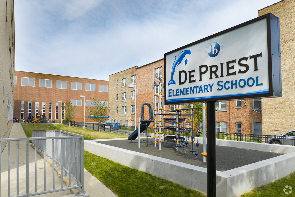 DePriest Elementary School has a playground for students to use in the Austin neighborhood.