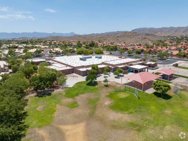 Aerial view of Kyrene de la Esperanza School in Ahwatukee, AZ.
