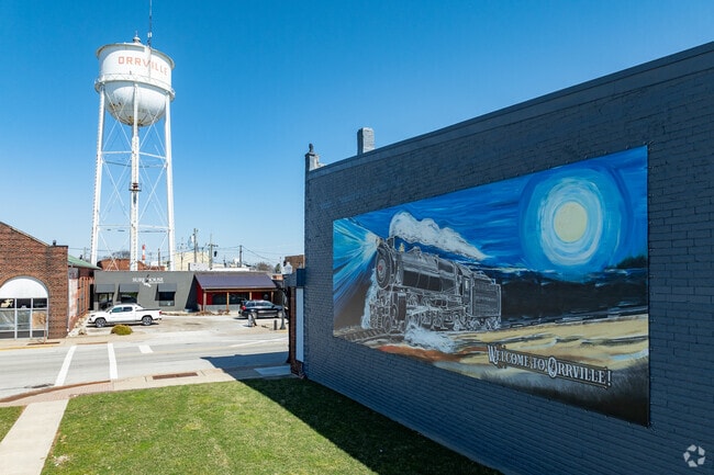 Murals honoring the city's founding industry, the railroad, can be seen all around Orrville.