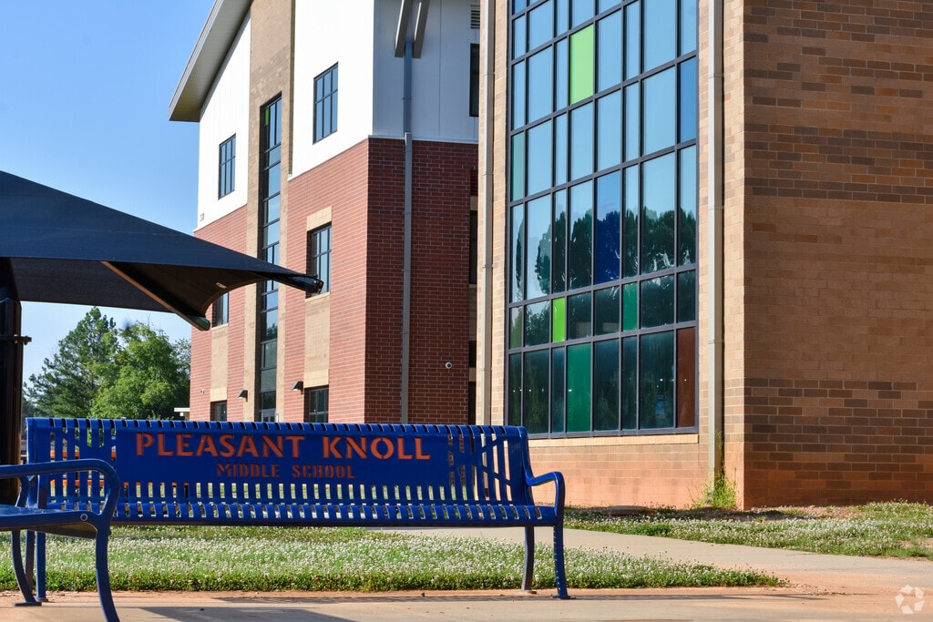 Bench at Pleasant Knoll Middle School in Outlying York County, Fort Mill SC