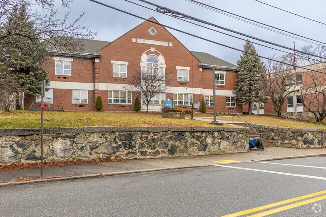 This is the main arrival area for the Linscott-Rumford Elementary School in Woburn.