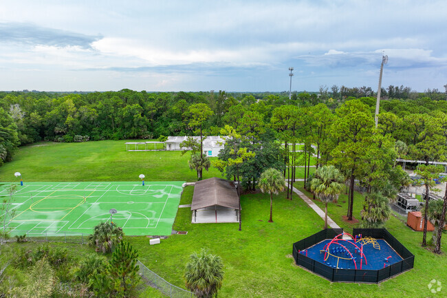 Cypress Trails Elementary School playground and basketball courts.