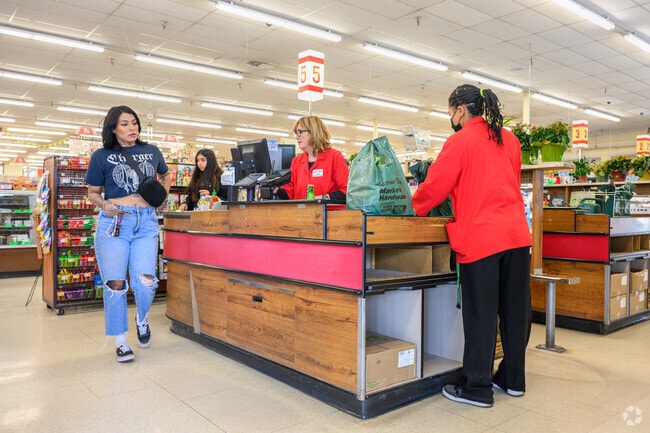 Lucerne Valley Market is a grocery and hardware store with a cafe featuring fast food and a deli.
