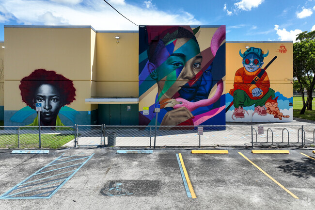Paul Laurence Dunbar K-8 Center boasts stunning, vibrant murals adorning its school building.