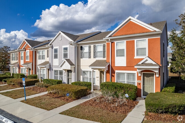 Colorful townhomes in the neighborhood of Cimarron in Ocala.