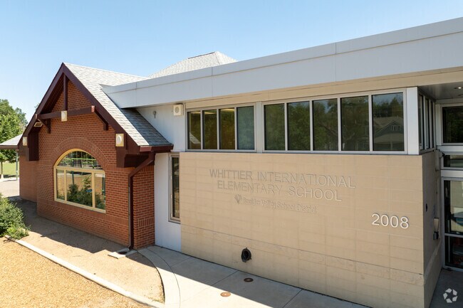 The entrance to Whittier Elementary  is inviting.