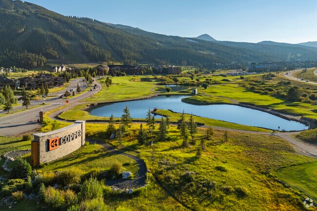 As the sunsets on Copper Mountain, the golf course and ponds glow with the warm fall light.
