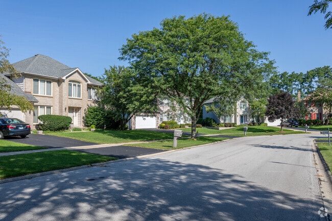 A row of beautiful homes displaying popular home styles of Meadow Glens.