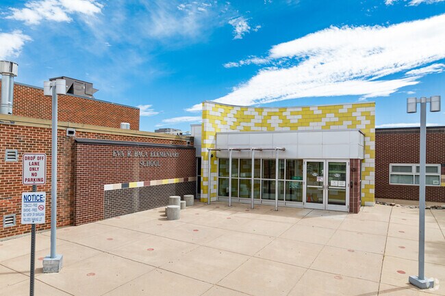 Baca Elementary School welcomes students through the main entrance.