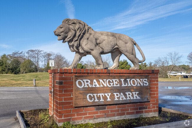 Orange Lions Park offers visitors playgrounds and covered pavilions.