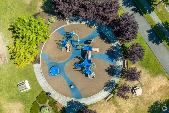 Bird's eye view of a local playground in Southeast Redmond.