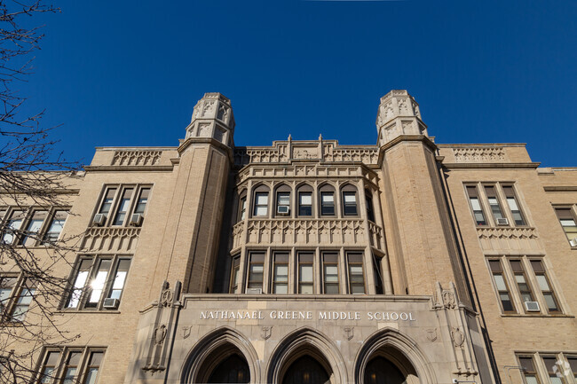 Architectural detail at Laurel Hill Annex School in Hartford, Providence, Rhode Island.