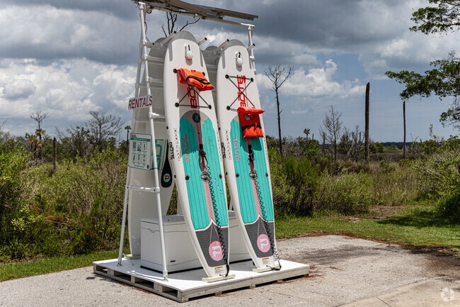 Castaway Island Preserve offers paddle boards for visitors to rent.