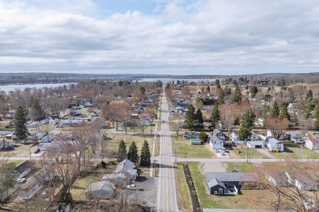 The residential streets of Ellery are surrounded by coastal views of Chautauqua Lake.