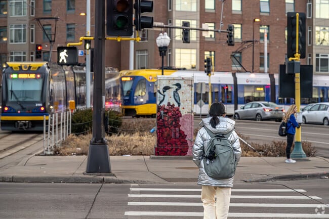 Minnesota-themed art appears along the streets of Prospect Park.