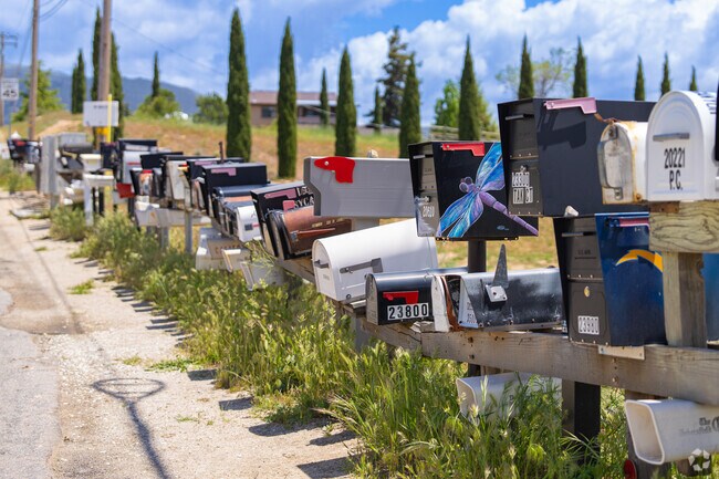 A beautiful butterfly adds character to a row of mailboxes in Golden Hills.