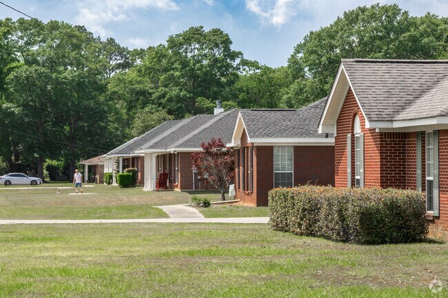 In central Creola, ranch homes are closer together, but backyards are often spacious.