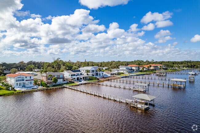 Ormond Terrace has waterfront homes with docks.