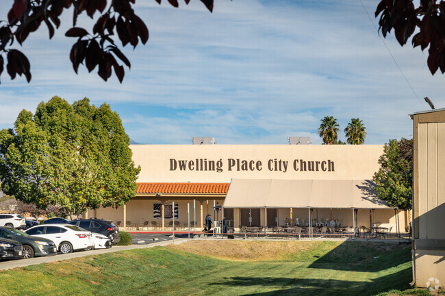 Trees line the campus of DP Christian School in Hemet.