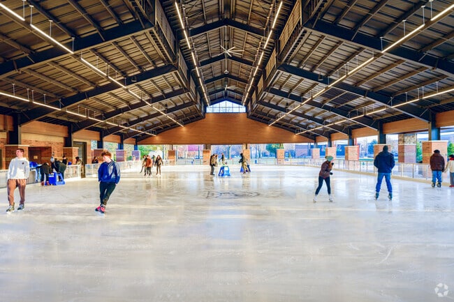 The Farmer's Market pavilion at Sterling Heights' Dodge Park houses an ice rink in winter.
