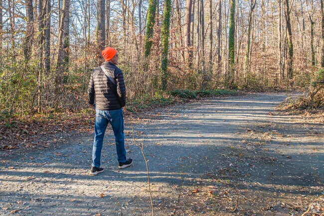 North Haven/Swink Acres residents enjoy the hiking trails in Bethabara Park.