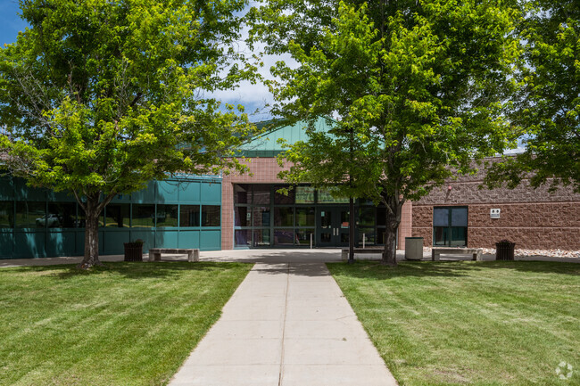 The front walkway at Semper Elementary School in Broomfield, Colorado.