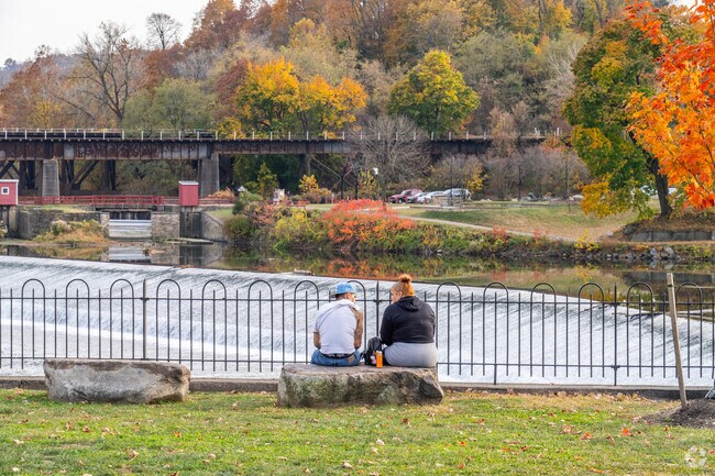 A view of the river makes Scott Park a great place for a chat.