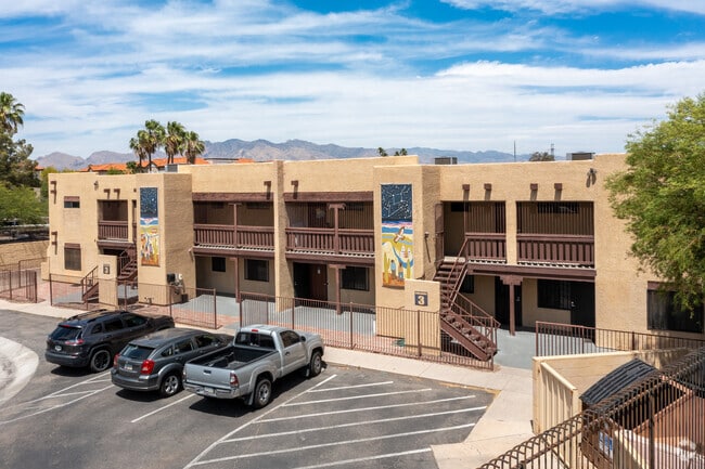 The Nosotros Academy has a pueblo style building to match the surrounding Menlo Park area.