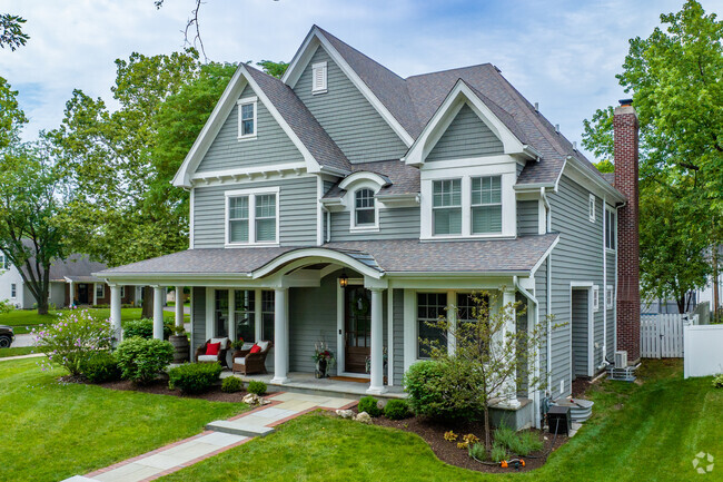 Luxury homes with beautiful front porches can be found in North Naperville.
