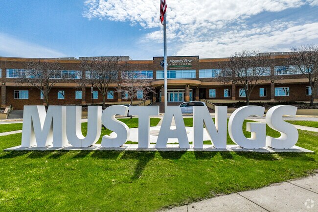 Students of North Oaks
may attend Mounds View Senior High School home of the Mustangs.