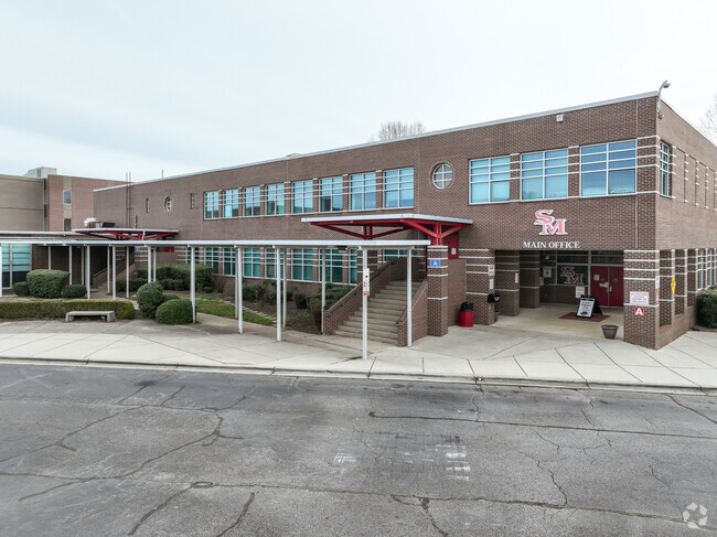 The entrance to South Mecklenburg High School in Charlotte.