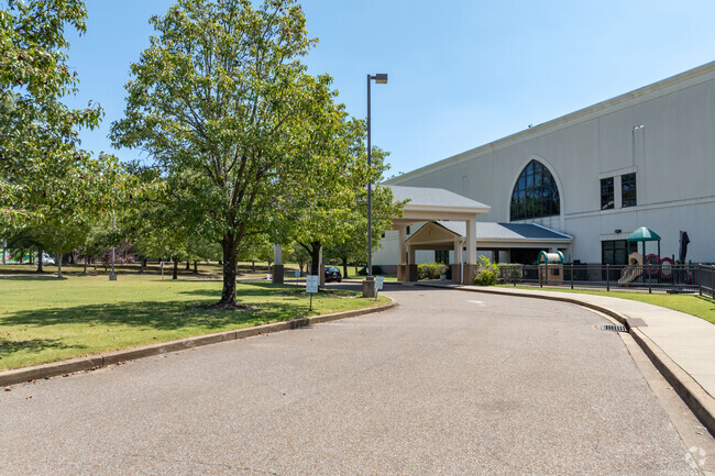 The circle drive at Central Day School in Collierville makes drop-off and pick-up easy.