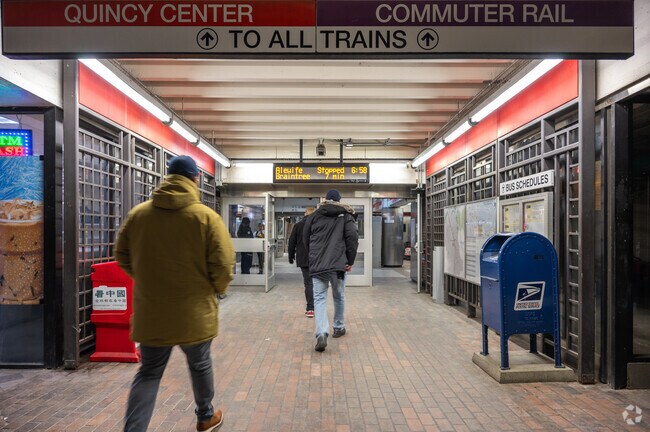 Quincy Point residents hop on the train at Quincy Center for a quick commute to Boston.